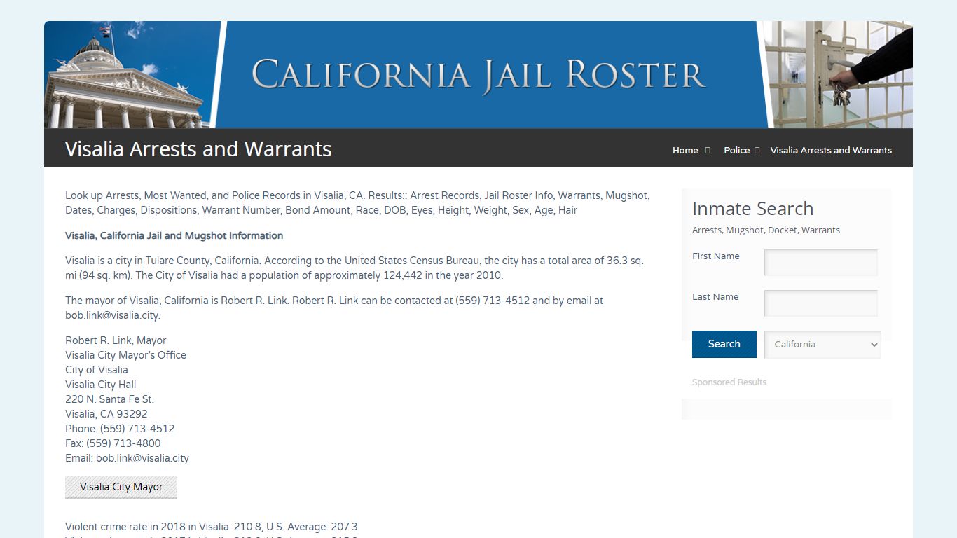Visalia Arrests and Warrants | Jail Roster Search
